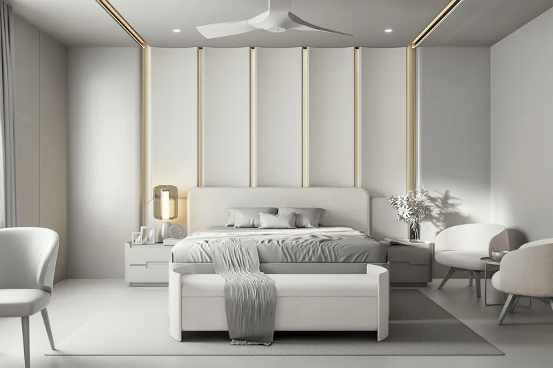 Modern Bedroom 3D Clay Render