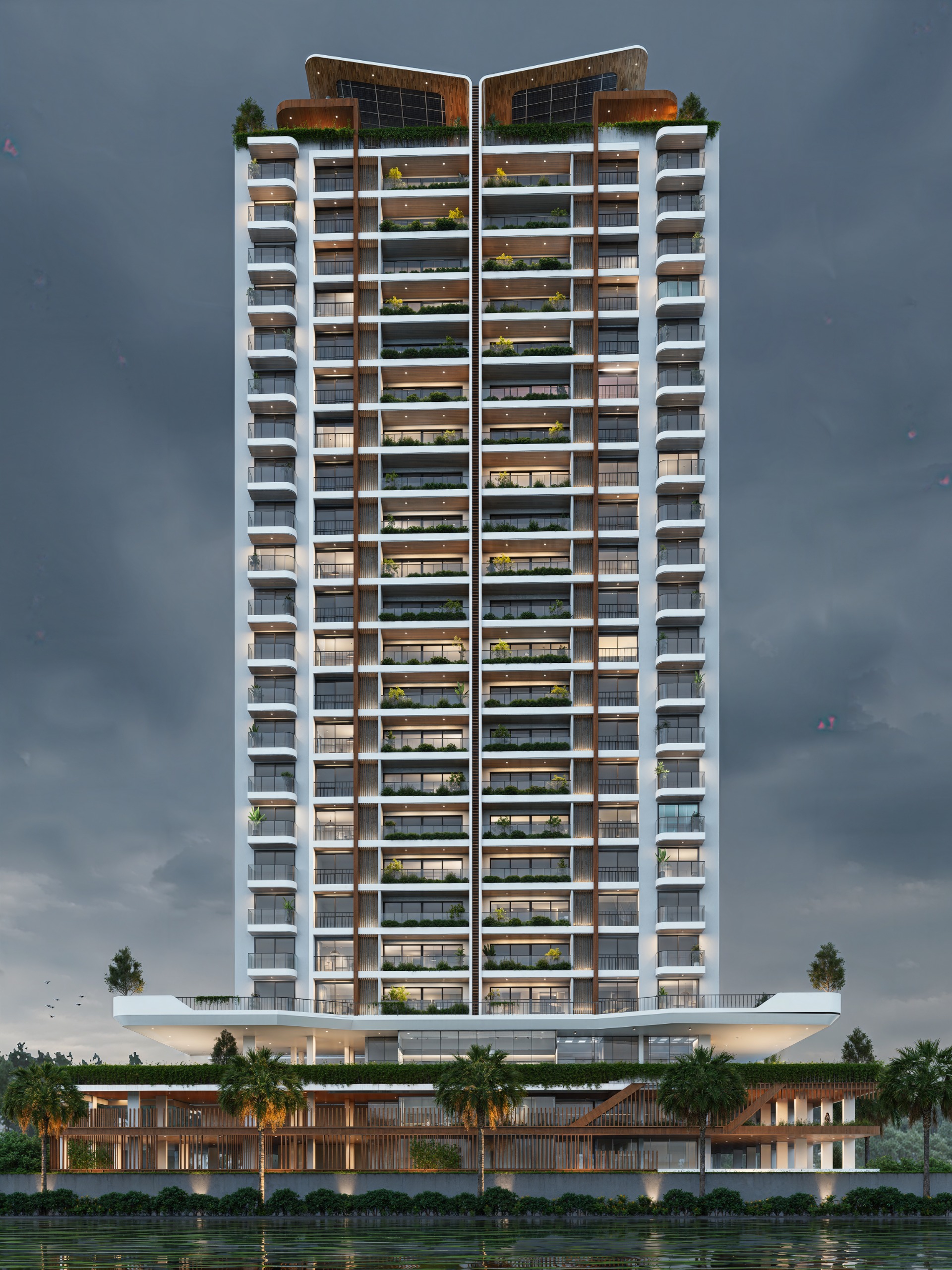 Modern Building Facade 3D Render