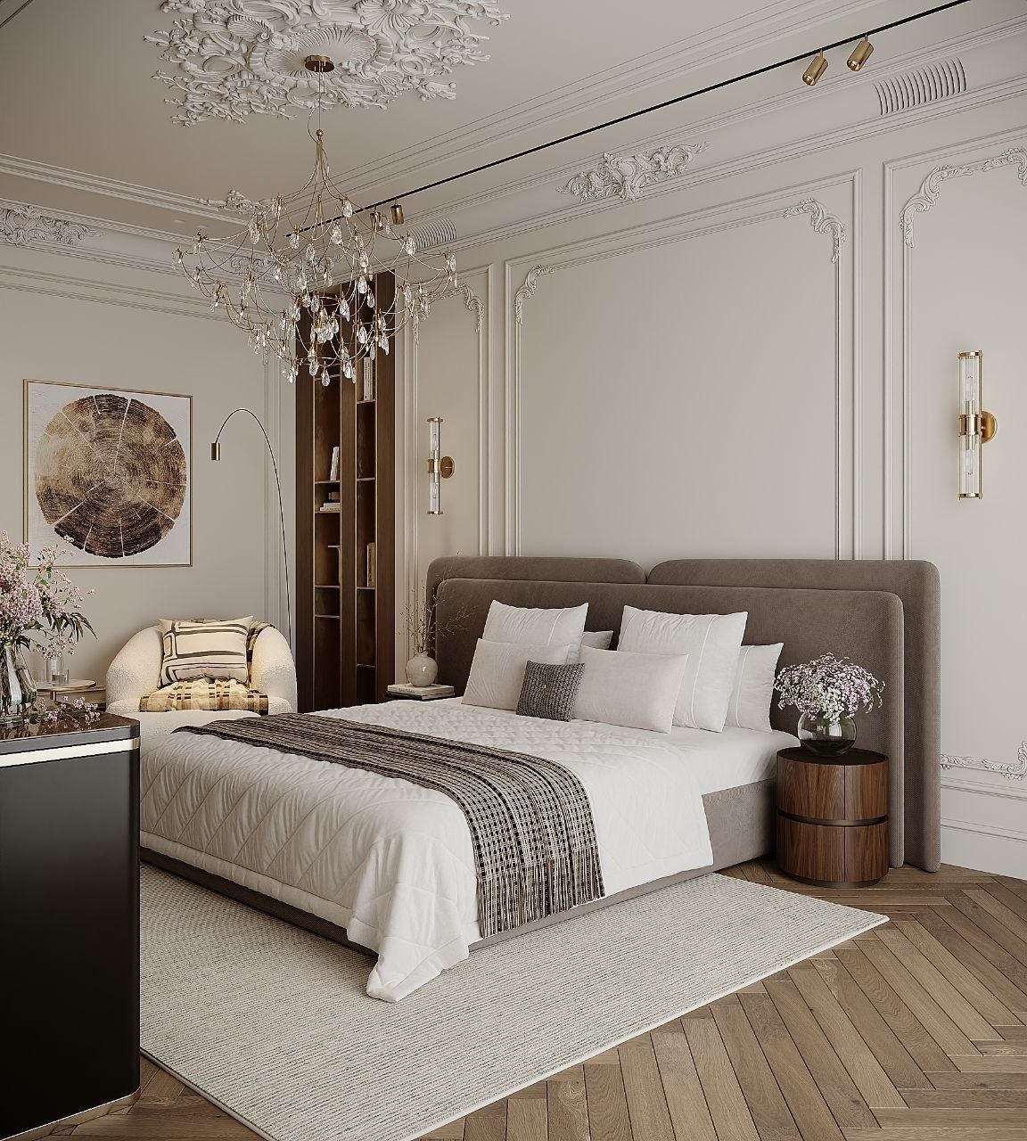 Luxury Bedroom 3D Interior Render - ArcnViz