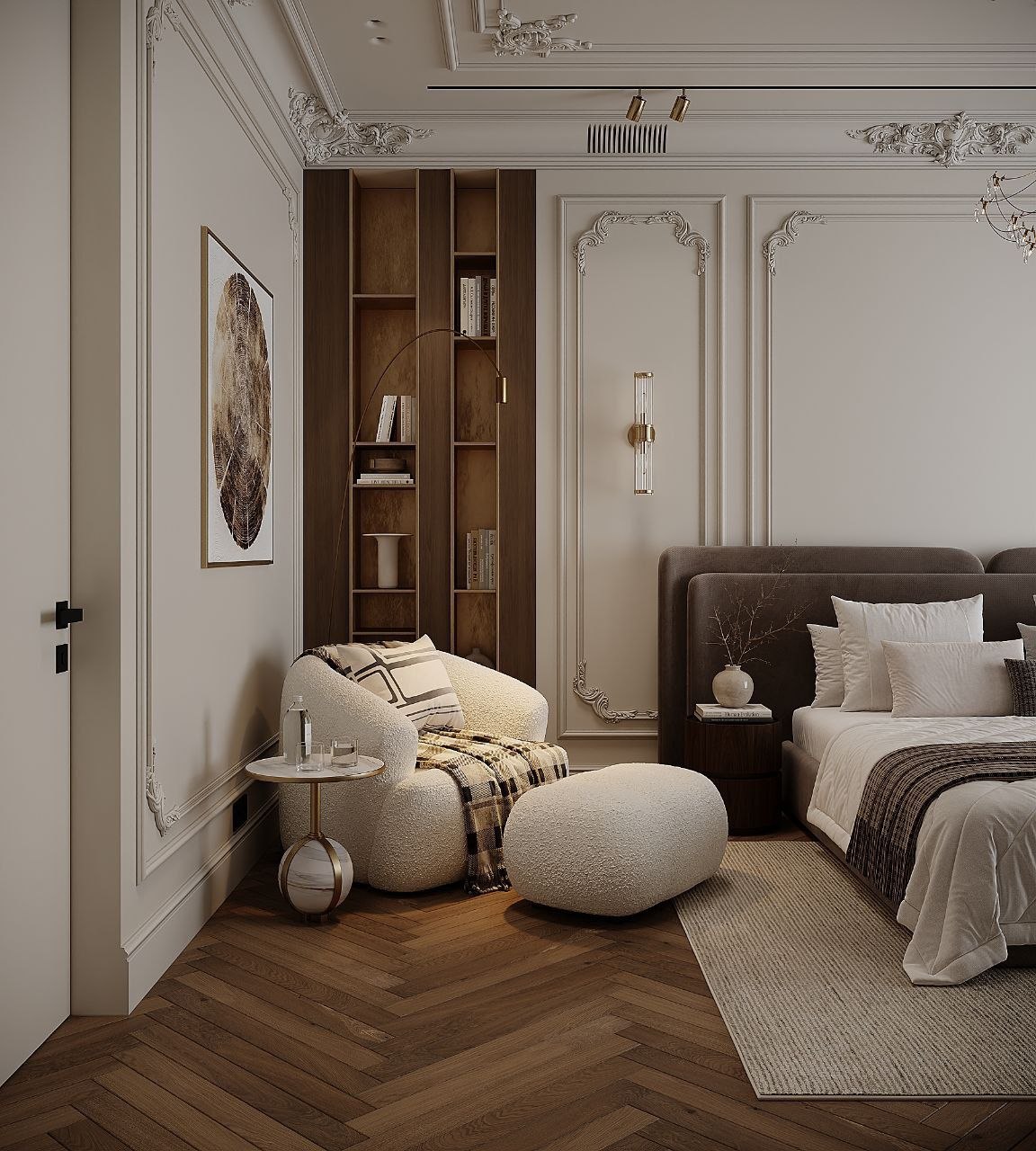 Luxury Bedroom 3D Render - Side View - ArcnViz
