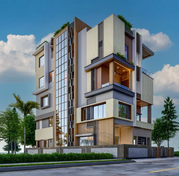 Modern Architecture 3D Exterior Facade Render